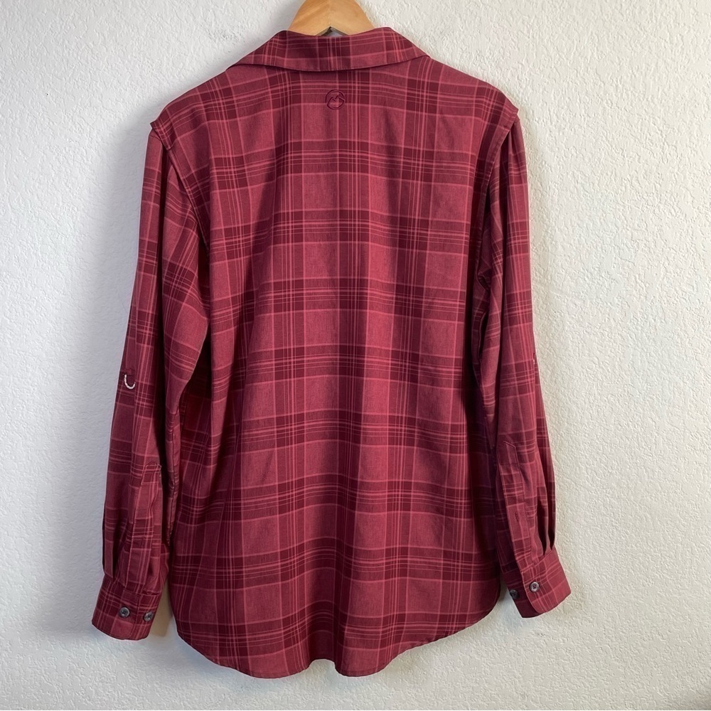 Magellan Outdoor Red Plaid Long Sleeve Button Front Barton Creek Shirt Sze Small - Picture 8 of 10